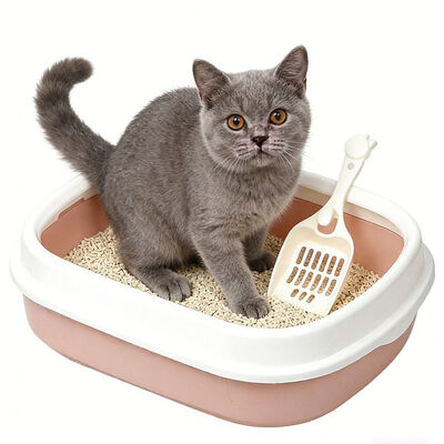 Wholesale Extra Large Cat Litter Box, Durable Anti-Spill Low Entry Pet Litter Pan with Scoop